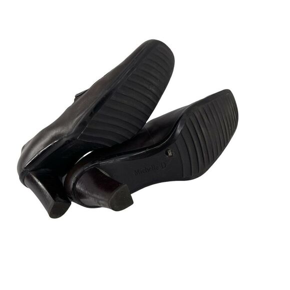 Michelle D Y2K Square Toe Heels Brown Size 10 Genuine Leather Block Heel Shoes - Picture 9 of 12